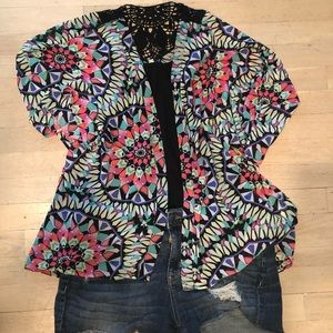 Xhileration Geo Kimono with Lace